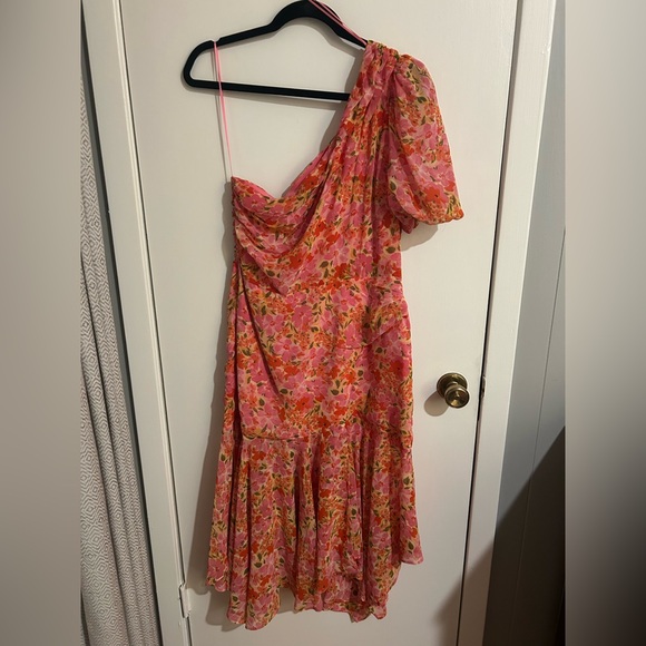 Astr Pink and Orange One-Shoulder Dress - Picture 3 of 3